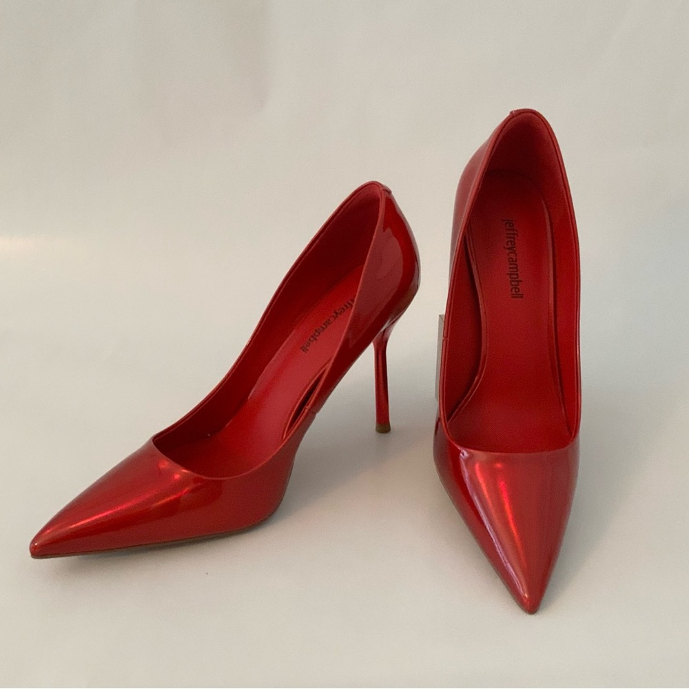 Jeffrey Campbell Metallic Shine Red High Heels, Size 9.5